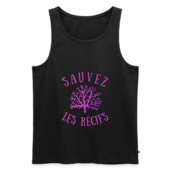 SAUVEZ LES RÉCIFS - CORAIL VIOLET - Débardeur bio Premium Homme - noir - Devant - AI Model Male 178 light (178cm)