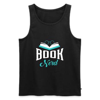 Funny Quote Book Nerd Reading Librarians - Men's Premium Organic Tank Top - black - Front - AI Model Male 178 light (178cm)
