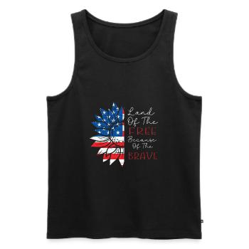 Land der Freien wegen der mutigen patriotischen Bl - Männer Premium Bio Tank Top - Schwarz - Vorne - AI Model Male 178 light (178cm)