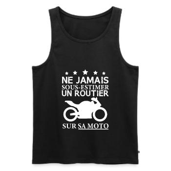 Routier motard cadeau drôle moto chauffeur - Débardeur bio Premium Homme - noir - Devant - Michal (187cm)