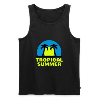 Tropical summer (Sonne, Himmelsgewölbe, Palmen) - Männer Premium Bio Tank Top - Schwarz - Vorne - Michal (187cm)