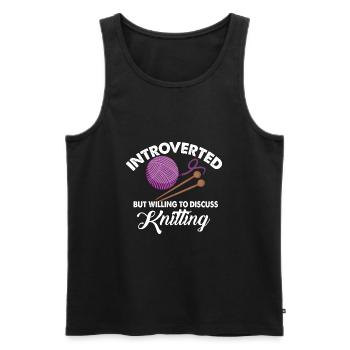 Introvertiertes lustiges Zitat, aber bereit, das S - Männer Premium Bio Tank Top - Schwarz - Vorne - Michal (187cm)