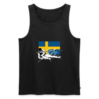 Ski Alpine Schweden Flagge - Männer Premium Bio Tank Top - Schwarz - Vorne - AI Model Male 178 light (178cm)