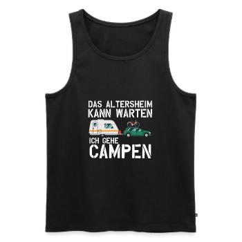 Camping Pensioner Motorhome Gift Leisure Hobby - Men's Premium Organic Tank Top - black - Front - AI Model Male 178 light (178cm)