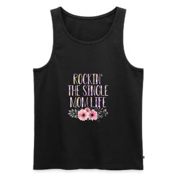 Single mother proud mom gift - Men's Premium Organic Tank Top - black - Front - AI Model Male 178 light (178cm)