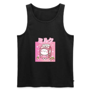 Funny Retro 90s Japan Strawberry Milk Strawberry - Men's Premium Organic Tank Top - black - Front - AI Model Male 178 light (178cm)