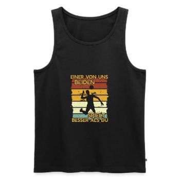 Einer von uns beiden spielt besser als Volleyball - Männer Premium Bio Tank Top - Schwarz - Vorne - Michal (187cm)
