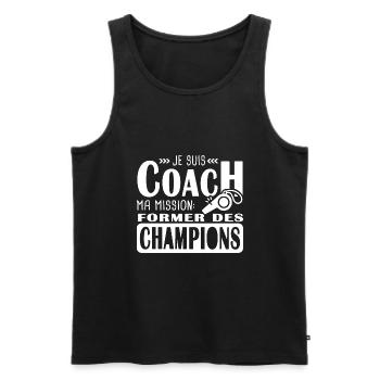 coach je suis coach former des champions - Débardeur bio Premium Homme - noir - Devant - Michal (187cm)