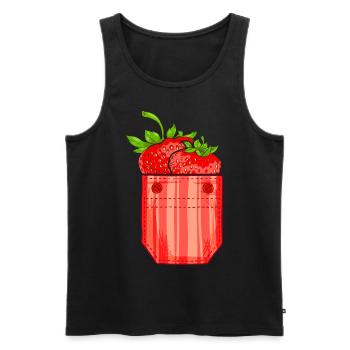 Beere Sommer Frucht Geschenk Brusttasche Erdbeere - Männer Premium Bio Tank Top - Schwarz - Vorne - AI Model Male 178 light (178cm)