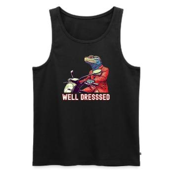 Eidechse auf dem Motorrad: Gut gekleidetes Reptil - Männer Premium Bio Tank Top - Schwarz - Vorne - AI Model Male 178 light (178cm)