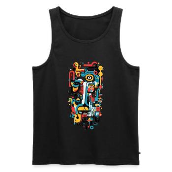 "Geometric Echoes" Abstract Art - Männer Premium Bio Tank Top - Schwarz - Vorne - AI Model Male 178 light (178cm)