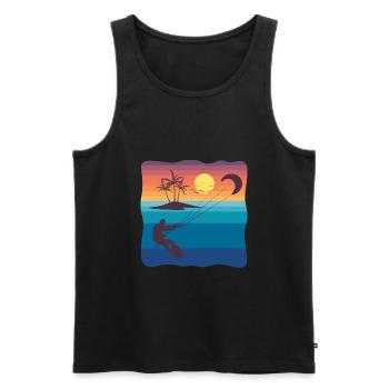 Kiten coucher de soleil - Débardeur bio Premium Homme - noir - Devant - Michal (187cm)