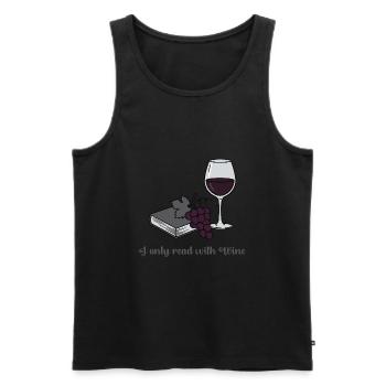 Ich lese nur beim Wein - Männer Premium Bio Tank Top - Schwarz - Vorne - AI Model Male 178 light (178cm)
