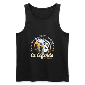 papa homme mythe légende pêche cadeau papa pêcheur - Débardeur bio Premium Homme - noir - Devant - Michal (187cm)