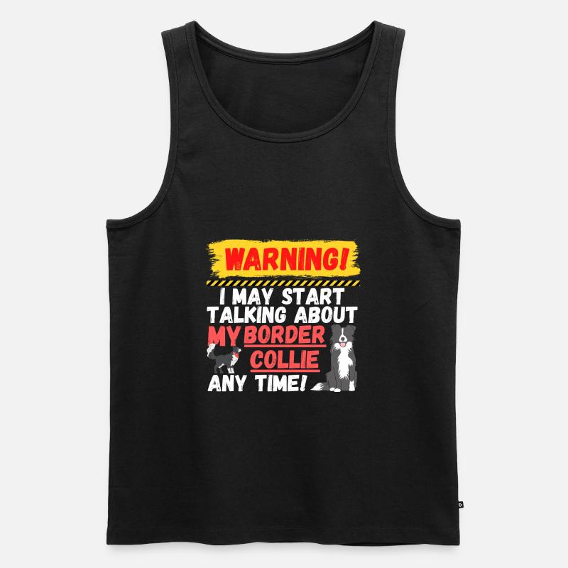 Warning Border Collie - Männer Premium Bio Tank Top - Schwarz