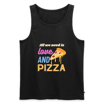 All we need is love and pizza - Men's Premium Organic Tank Top - black - Front - AI Model Male 178 light (178cm)