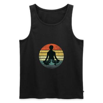 Handpan Hang Drum Music Yoga Meditation Sunset - Men's Premium Organic Tank Top - black - Front - AI Model Male 178 light (178cm)
