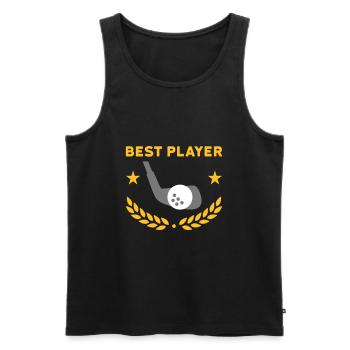 Meilleur joueur (clubs de golf, balle de golf, couronne de laurier) - Débardeur bio Premium Homme - noir - Devant - AI Model Male 178 light (178cm)