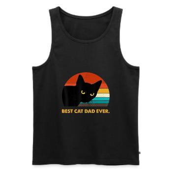 Best Cat Dad Ever Vintage Mens T Shirt Black Cat - Men's Premium Organic Tank Top - black - Front - Michal (187cm)