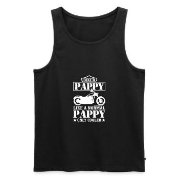 Mens Vatertag Cooles Biker Pappy Motorrad - Männer Premium Bio Tank Top - Schwarz - Vorne - Michal (187cm)