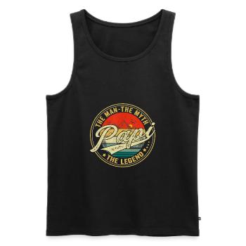 Mens Papi Man Mythos Legende Vintage Daddy Vater - Männer Premium Bio Tank Top - Schwarz - Vorne - Michal (187cm)