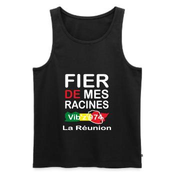 Fier de mes origines 974 - Débardeur bio Premium Homme - noir - Devant - AI Model Male 178 light (178cm)
