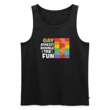 Gay LGBTQ Atheist Atheism Anti Religion Securalism - Männer Premium Bio Tank Top - Schwarz - Vorne - AI Model Male 178 light (178cm)