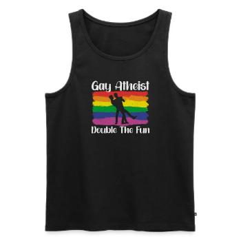 Gay LGBTQ Atheist Atheism Anti Religion Securalism - Männer Premium Bio Tank Top - Schwarz - Vorne - AI Model Male 178 light (178cm)