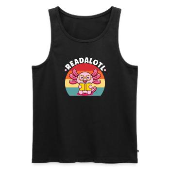 Axolotl Book Reader Reading Literature Bookworm - Männer Premium Bio Tank Top - Schwarz - Vorne - Michal (187cm)