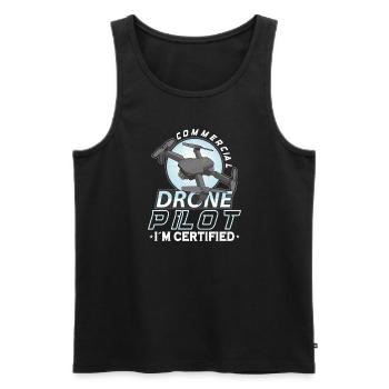 Drone Pilot Grandpa Gift Idea Old Man With - Men's Premium Organic Tank Top - black - Front - AI Model Male 178 light (178cm)