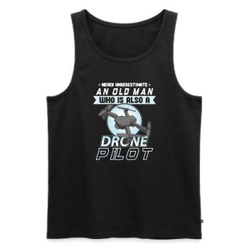 Drohne Pilot Opa Geschenkidee Alter Mann Mit - Männer Premium Bio Tank Top - Schwarz - Vorne - AI Model Male 178 light (178cm)