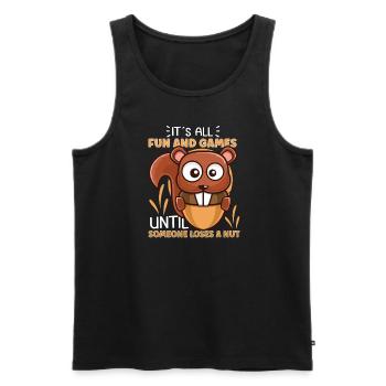 Drôle d’écureuil Fan Écureuil Amoureux Chipmunk Addict - Débardeur bio Premium Homme - noir - Devant - AI Model Male 178 light (178cm)