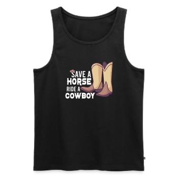 Cowboy Barn Bull Rider Rodeo Country Western - Männer Premium Bio Tank Top - Schwarz - Vorne - AI Model Male 178 light (178cm)