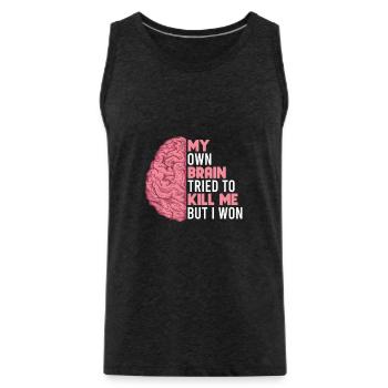 Stroke Survivor Stroke Consciousness - Men's Premium Organic Tank Top - charcoal grey - Front - Alexander (188cm)