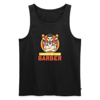 Barbe Barbier Coiffeur Coiffeur Salon de coiffure - Débardeur bio Premium Homme - noir - Devant - Michal (187cm)