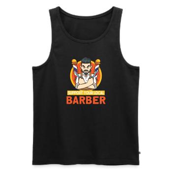 Barbe Barbier Coiffeur Coiffeur Salon de coiffure - Débardeur bio Premium Homme - noir - Devant - Michal (187cm)