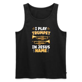 Trumpet Player Jesus Trumpist Pick Jesus Trumpet - Männer Premium Bio Tank Top - Schwarz - Vorne - Michal (187cm)