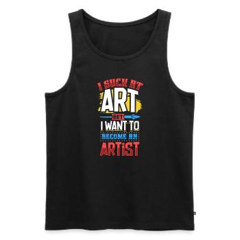 Artiste Peinture Peintre Art Couleur Art Professeur - Débardeur bio Premium Homme - noir - Devant - Michal (187cm)