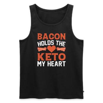 Amateurs de bacon Drôle de bacon Célèbre nourriture Keto - Débardeur bio Premium Homme - noir - Devant - AI Model Male 178 light (178cm)