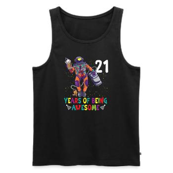 21e anniversaire Astronaute Astronomie Système solaire - Débardeur bio Premium Homme - noir - Devant - Michal (187cm)