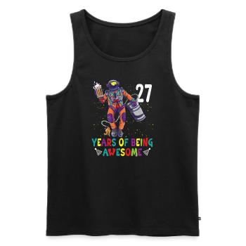 27e anniversaire Astronaute Astronomie Système solaire - Débardeur bio Premium Homme - noir - Devant - Michal (187cm)