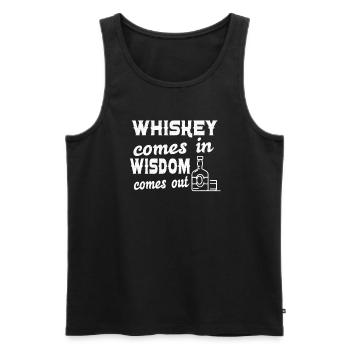 Whiskey goes in Wisdom goes out for Whiskey Fans - Men's Premium Organic Tank Top - black - Front - AI Model Male 178 light (178cm)