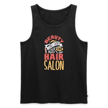 Barbe Barbier Coiffeur Coiffeur Salon de coiffure - Débardeur bio Premium Homme - noir - Devant - Michal (187cm)
