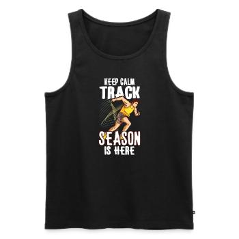 Athlétisme Athlétisme Coureurs Course Cadeau - Débardeur bio Premium Homme - noir - Devant - Michal (187cm)