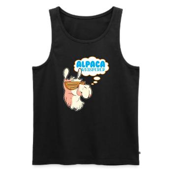 Alpagas Fluffy Lama animal - Alpaga chuchoteur - Débardeur bio Premium Homme - noir - Devant - Michal (187cm)