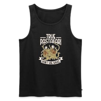 Atheistic Atheism Flying Spaghetti - Men's Premium Organic Tank Top - black - Front - Michal (187cm)