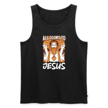 Jesus Christianity God Praying Prayer Pastor - Männer Premium Bio Tank Top - Schwarz - Vorne - Michal (187cm)