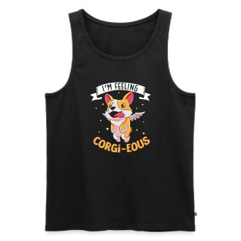 chien gallois corgi animal de compagnie chien amoureux chiot - Débardeur bio Premium Homme - noir - Devant - Michal (187cm)