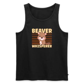 Beaver Fan Beaver Lovers Funny Beaver Gift - Men's Premium Organic Tank Top - black - Front - AI Model Male 178 light (178cm)