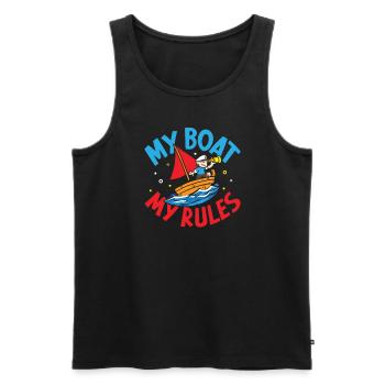 Boating Dad Boat Captain Pontoon Sailor Cruising - Männer Premium Bio Tank Top - Schwarz - Vorne - Michal (187cm)